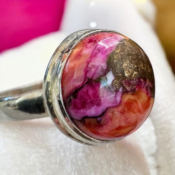 Sterling Silver Spiny Oyster Mojave Turquoise Ring (8.5) - Picture 1 of 9